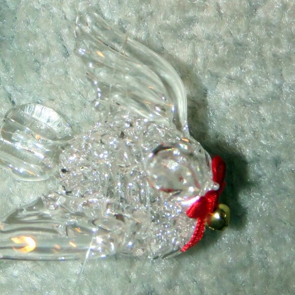 Vintage Clear Spun Glass Crystal Bird Hanging Christmas Holiday Ornament - Picture 10 of 11